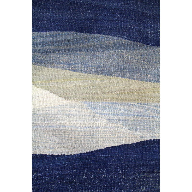 Tapis bleu tissé à la main Waves