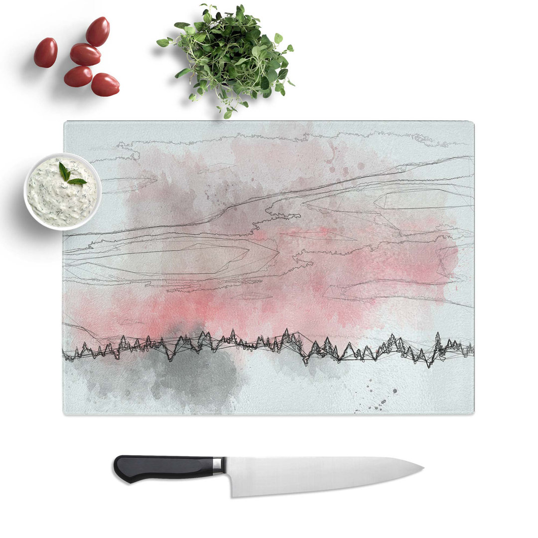 Tempered Glass Sunset Above a Forest Chopping Board
