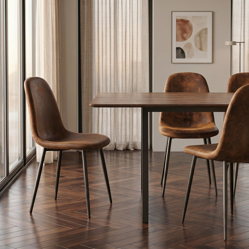 Ensemble de 4 chaises de salle à manger rembourrées en tissu de style moderne