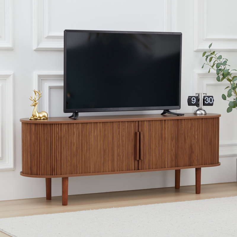 Mid-Century Oval TV Stand for TVs up to 70'', Black