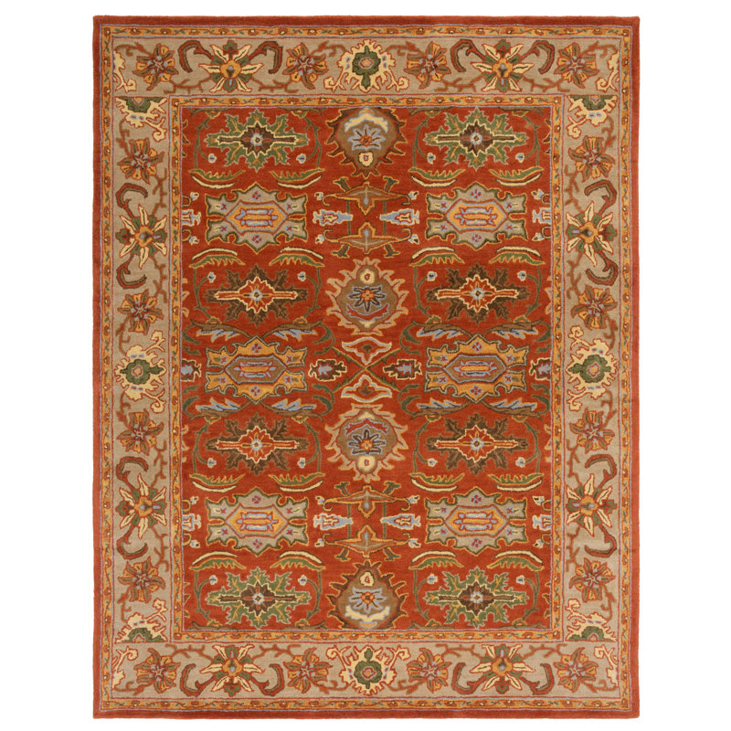 Tapis oriental rouille / beige en laine touffeté à la main Cranmore, Rectangle 11 pi x 15 pi