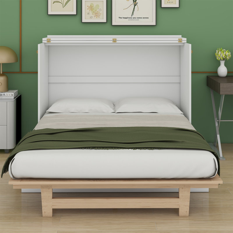 Murphy Bed with Large Drawers, Queen, White