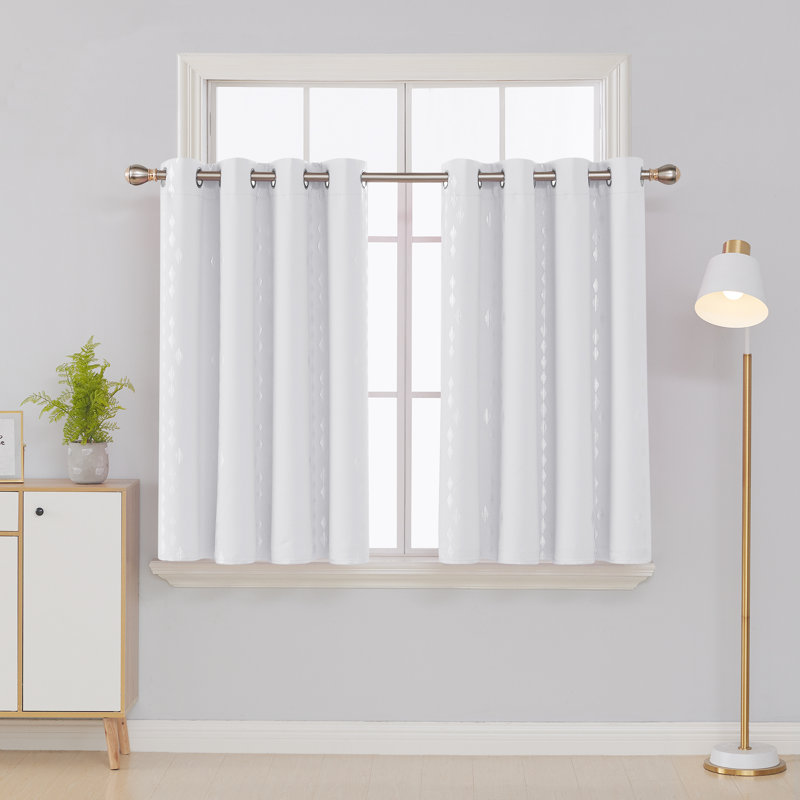 Bedolla Room Darkening Curtain Pair, Grayish White, 51" W x 44"L
