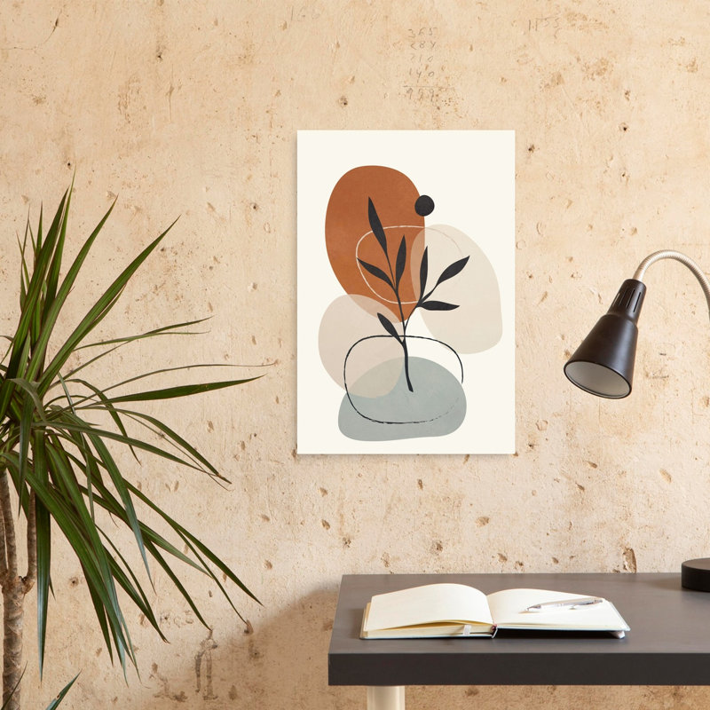 «Earthy Botanical Abstract Abstract Contemporary Minimalist Nature Plant», reproduction d'art murale, 24" H x 16" W