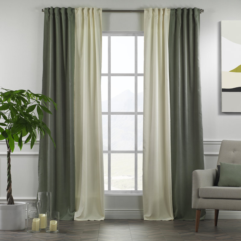 Rideau de fenêtre décoratif de chaque panneau de 27 po de largeur, Crème / vert feuille, L 27 po x L 63 po