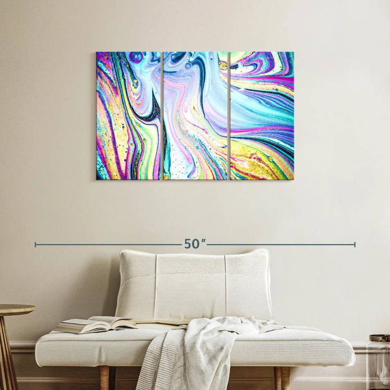 Acrylique abstrait coloré Avery, H 24 po x l 38 po