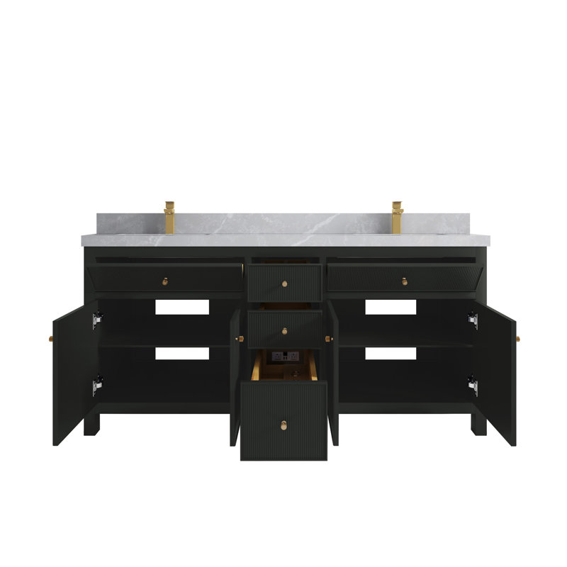Ensemble de meuble-lavabo double 72 po Sonoma, Pearl Grey, Matte Black
