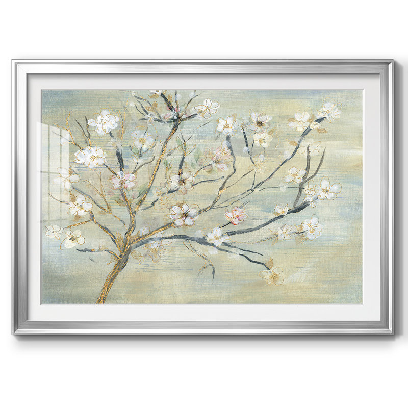 Fleurs et pluie printanière, Argent, H 27 po x l 39 po x P 1,5 po