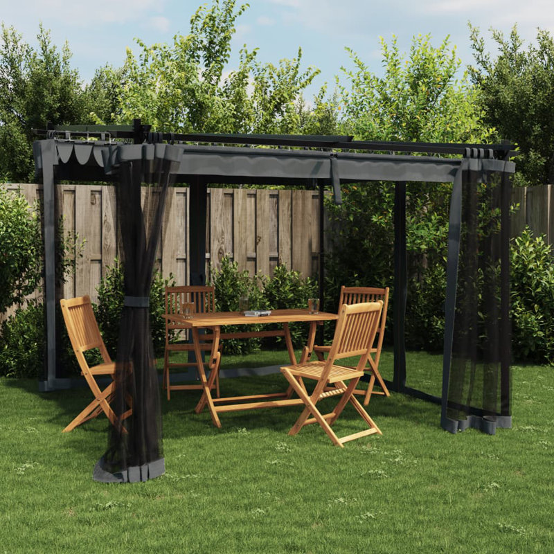 Catonya 10 Ft. W x 10 Ft. D Aluminum Soft-top Gazebo, Anthracite