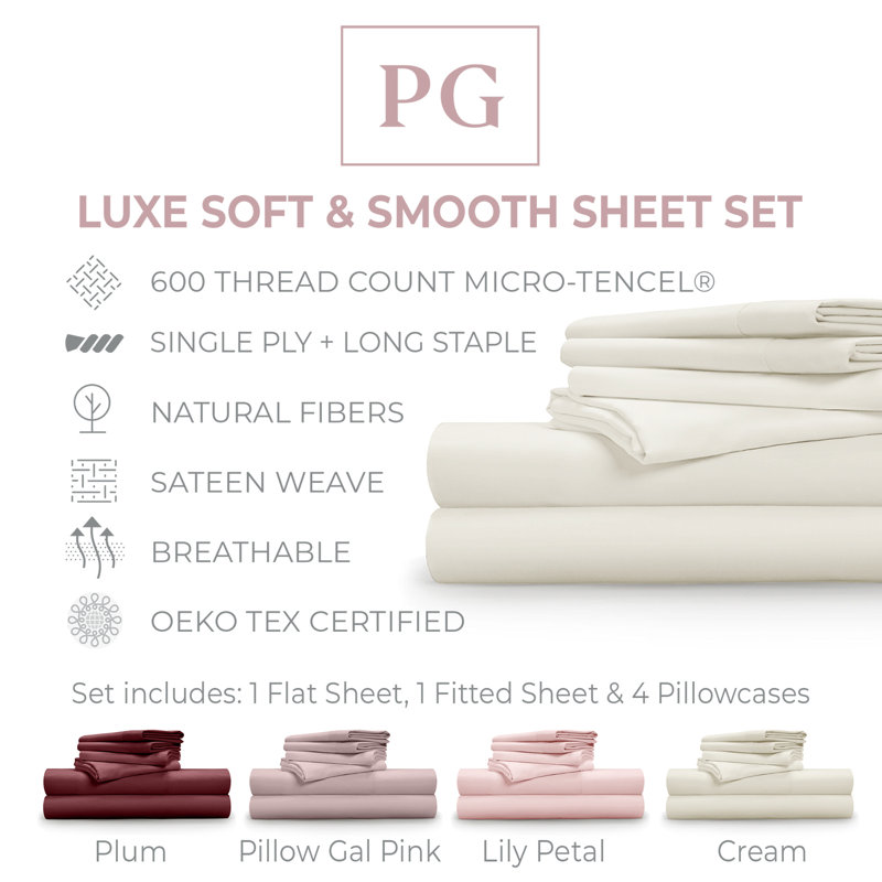 Luxe Soft & Smooth Sheet Set, Cream, Full/Double