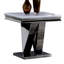 Table de bout moderne 1Pc avec motif, faux marbre 18 mm sur le dessus, piédestal en acier inoxydable de style V et base rectangulaire avec piédestal en forme de biseau en acier