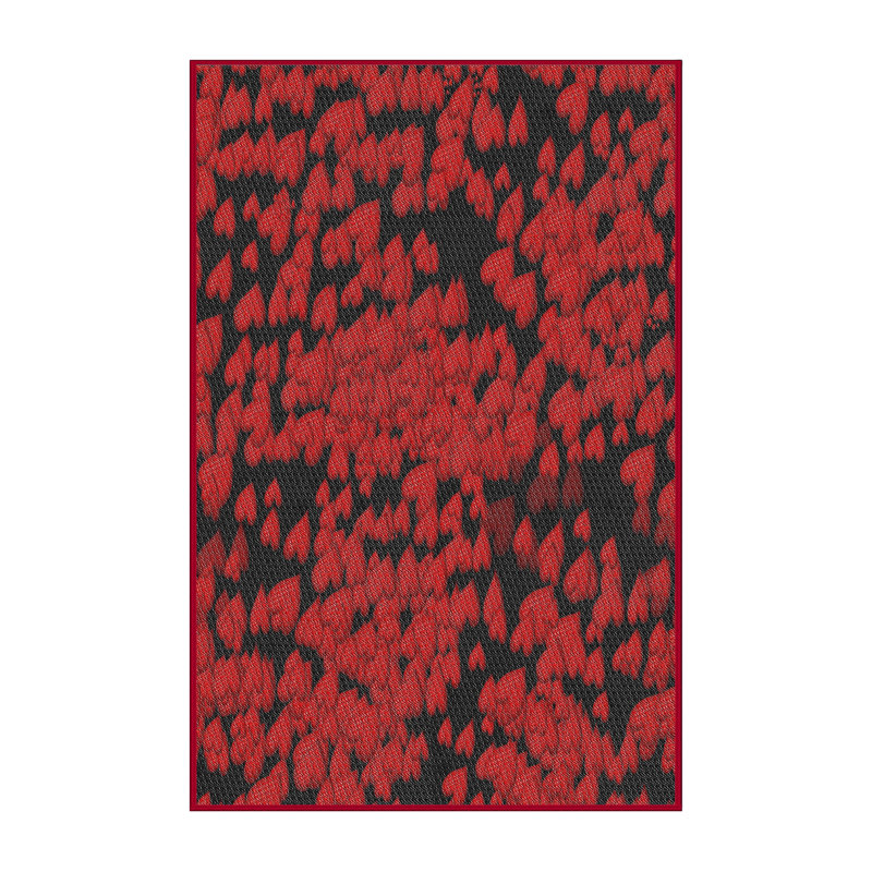 Tapis de zone rouge/noir à motifs, Rectangle 5 pi x 7 pi