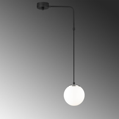 Lustre industriel moderne, noir et blanc, hauteur réglable, 30 po x 11,8 po | Corps en fer avec capuchon en verre, culot E27 de 40 W maximum | Éclairage élégant pour la maison et le bureau, conception scandinave, indice de protection IP20