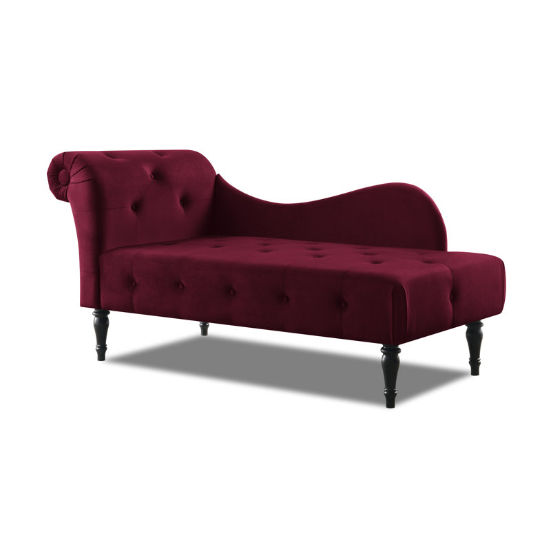 Scalise Upholstered Chaise Lounge, Burgundy