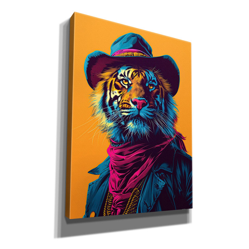 Toile épique «Western Tiger» par Momart, H 54 po x l 40 po x P 1,5 po