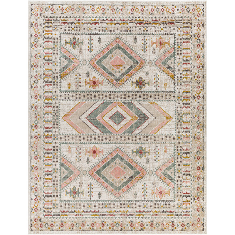 Eldon Pale Pink/Teal Rug, Rectangle 160 x 213cm