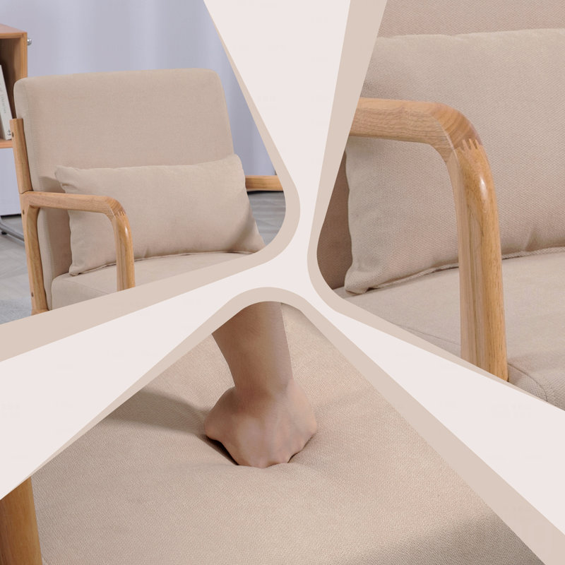 Chaise de loisir avec accoudoirs et pieds en bois massif, canapé d'appoint de style Mid-Century moderne, 1 siège