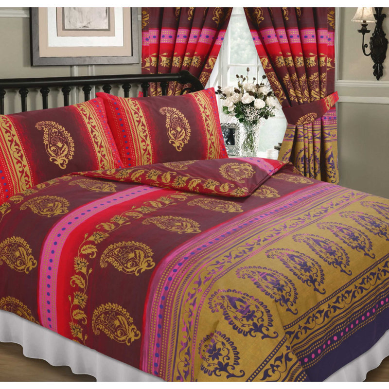 Cryal 144 TC Duvet Cover Set, Super King Duvet Cover + 2 Standard Pillowcases, Fuchsia