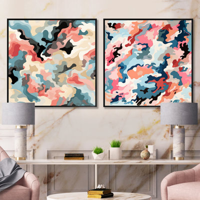 Cynthina - Ensemble de 2 collages carrés abstraits