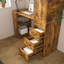 Bureau d'ordinateur avec prise 4-en-1 et 3 tiroirs, 4 tablettes de rangement à 4 niveaux, stratifié au fini bois carbonisé pour bureau à domicile, bureau, chambre à coucher