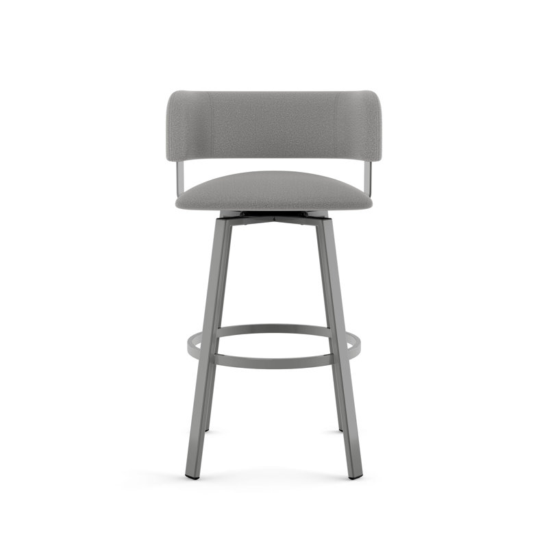 Hillingdon Swivel Counter &  Bar Stool, Counter Stool (26" Seat Height), Glossy Gray, Light Cold Gray 100% Polyester