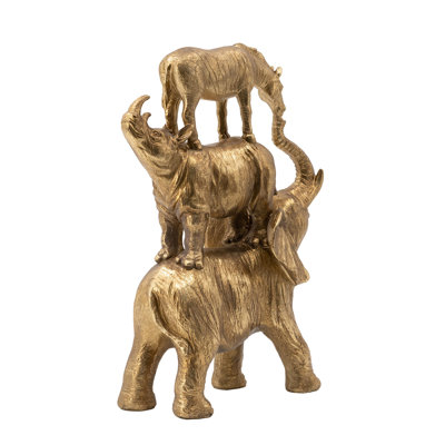 Talia Decorative Stacking Animals, Lifelike Detailed Gold Resin 14 Inch