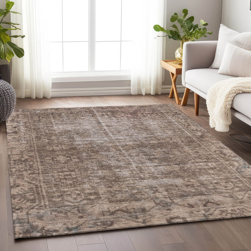 Tapis intérieur / extérieur brun Delaura, 10 pi x 14 pi