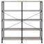 Bibliothèque rustique, bois de grève gris et noir, 4 tablettes, bureau, structure en métal noir à 4 tablettes-126005809