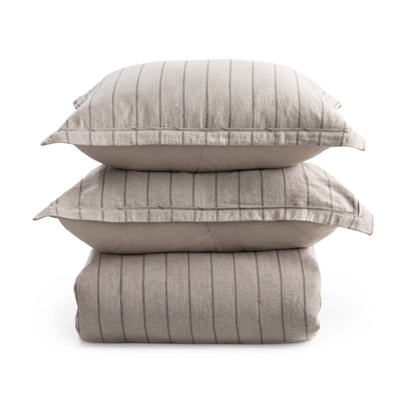 Monaco 3-piece Belgian Linen Duvet Set, Natural, King