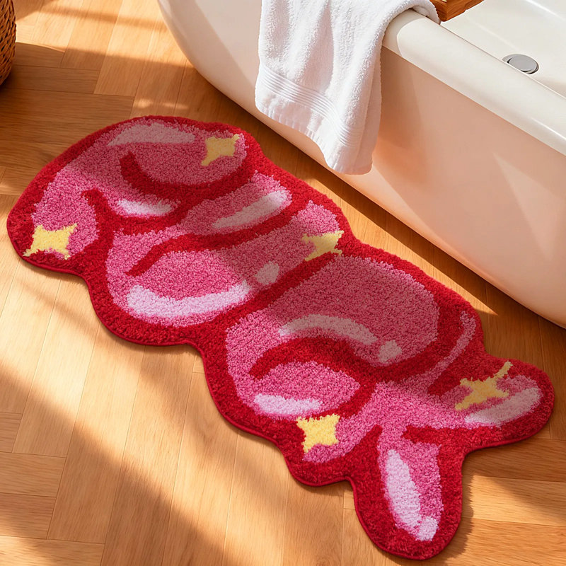 2x3 Feet Colorful Fluffy Rug Non Slip Absorbent Microfiber Mat Soft Shower Bathroom Living Room Floor Mat Modern Home Decor Washable Gift