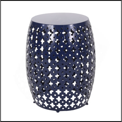 Durable Metal End Table With Elegant Iron Cut Design For Indoor And Outdoor Use, No Assembly Required