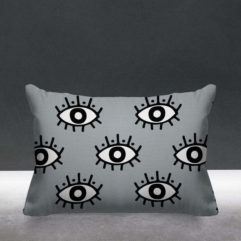 Coussin intérieur / extérieur Ankara Evil Eye, Gris
