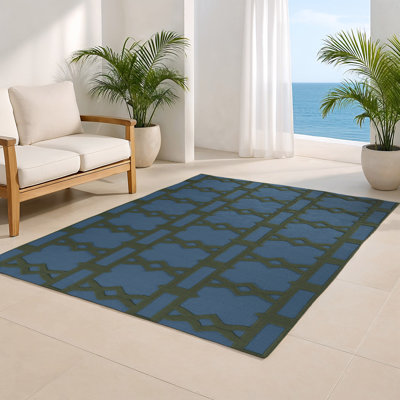 Trellis Blue Indoor and Outdoor Area Rug