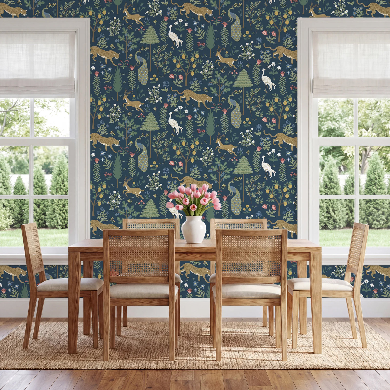 Menagerie Wallpaper Double Roll, Navy