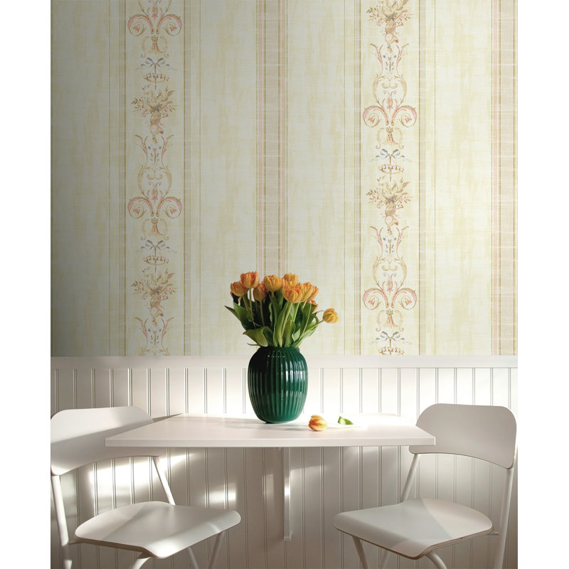 Papier peint Seabrook Designs, Crème / rose / bleu / vert