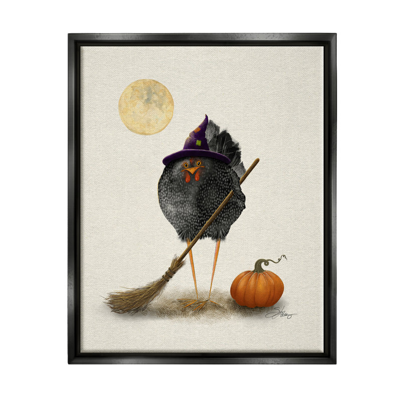 Halloween, oiseau noir, sorcière par Shanda Louis, impression, Cadre flottant noir de jais, H 21 po x l 17 po x P 1,7 po