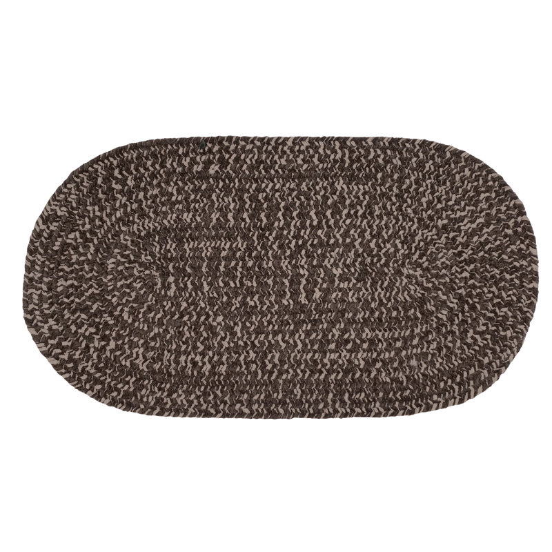 Tapis tressé en polyester Millry - colombe / châtaignier, Ovale 22 po x 40 po