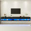 Meuble télé 94,5 po mural flottant avec éclairage à DEL et centre de divertissement ultrabrillant avec prise de courant-1387316308