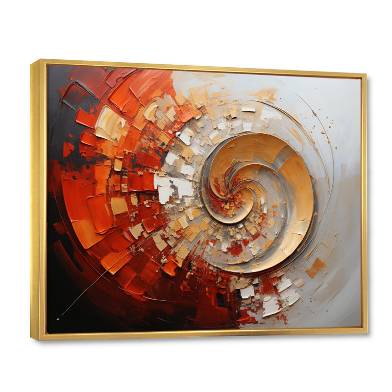 Energetic Spiralscape I - Abstract Spirals, impressions sur toile, Cadre flottant doré, H 12 po x l 20 po x P 1 po