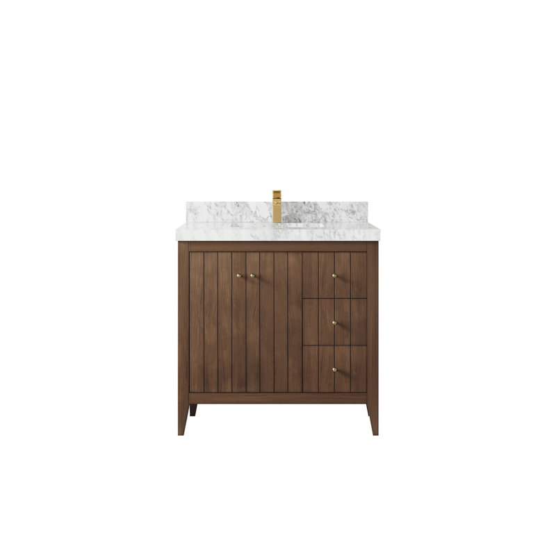 Meuble-lavabo simple 36 po avec plateau Atlanta, Marbre de Carrare