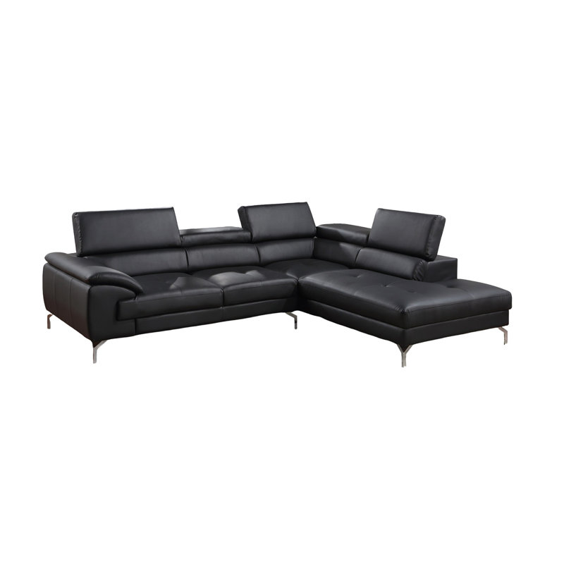 Colour Sectional Couch 2Pc Set Living Room Furniture Faux Leather Right Facing Chaise And Left Facing Sofa Metal Legs