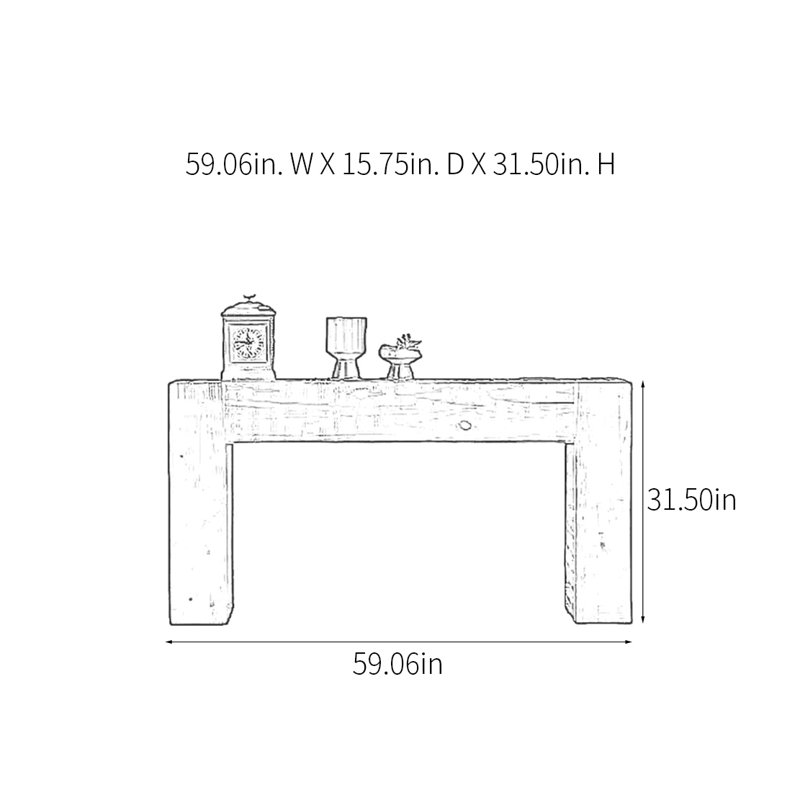 Retro Minimalist Art Solid Wood Console Table, 31.5" H x 59.06" W x 15.75" D, Natural Wood