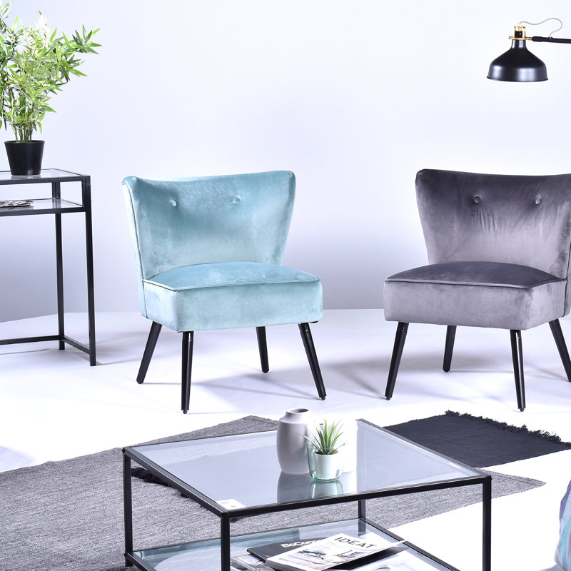 Philip Velvet Slipper Chair, Grey