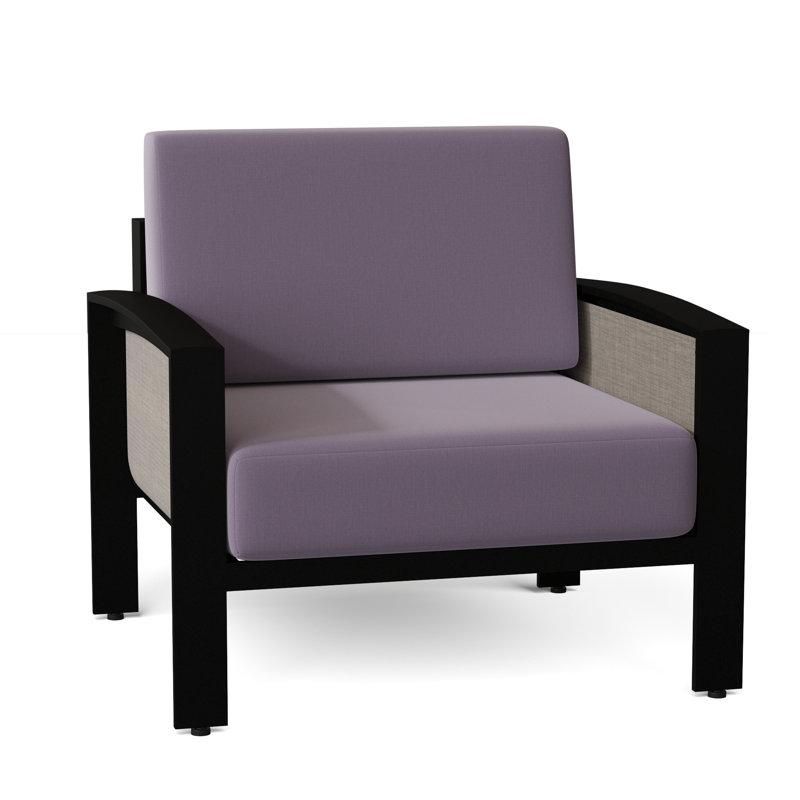 Metropolis Outdoor Lounge Chair, Canvas Heather Beige Sunbrella® Canvas, Augustine Gravel, Textured Black