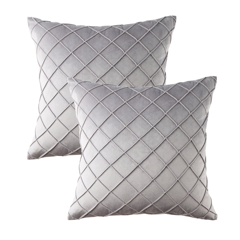 Coussin décoratif à carreaux, Gris clair, Housse de coussin seulement - sans coussin