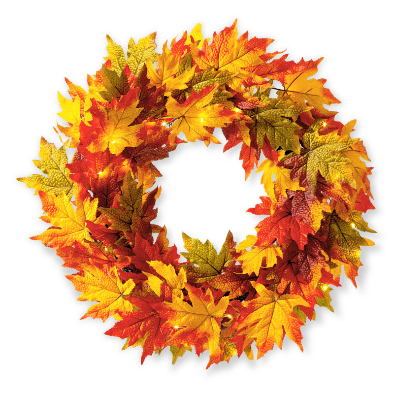 Couronne de feuilles d'érable illuminées à DEL 24 po P 24 po