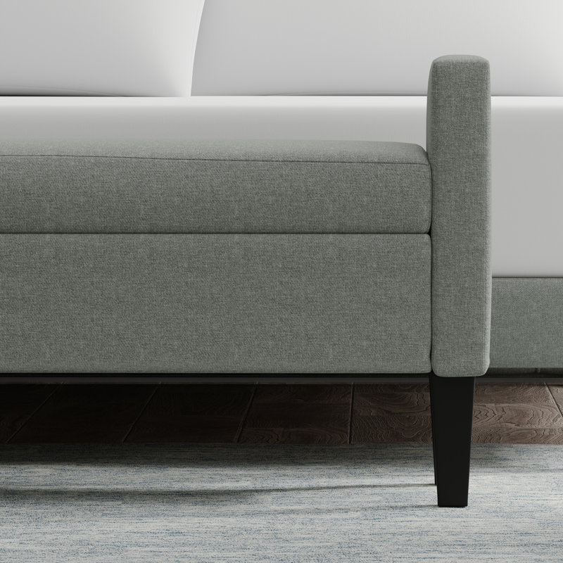 Banc de rangement à couvercle rabattable rembourré, Pierre, H 24 po x l 46,06 po x P 17,8 po
