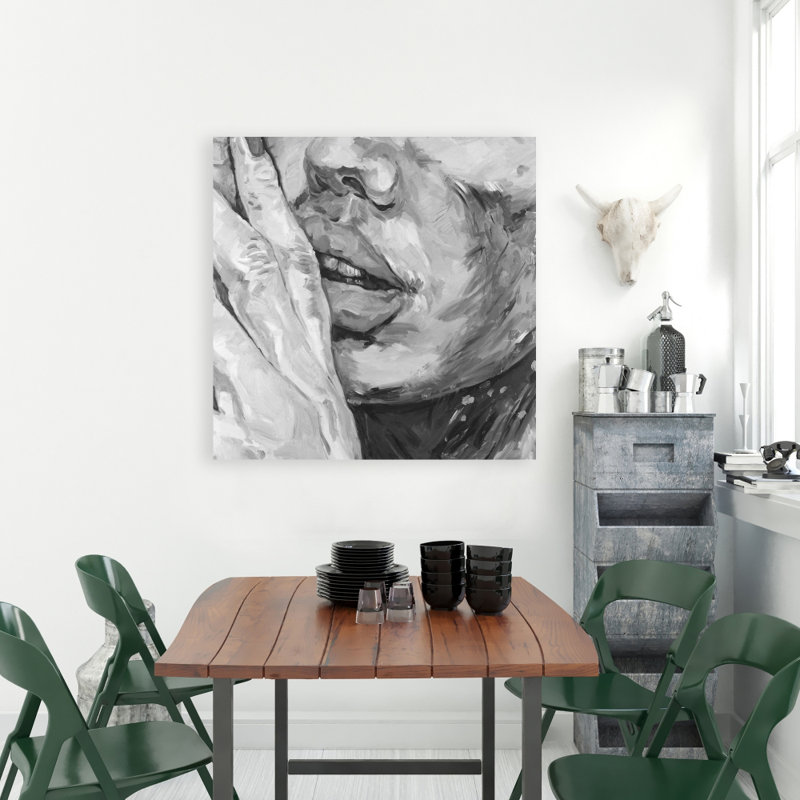 Luscious Lips - Art sur toile monochrome pour la décoration intérieure, H 36 po x l 36 po