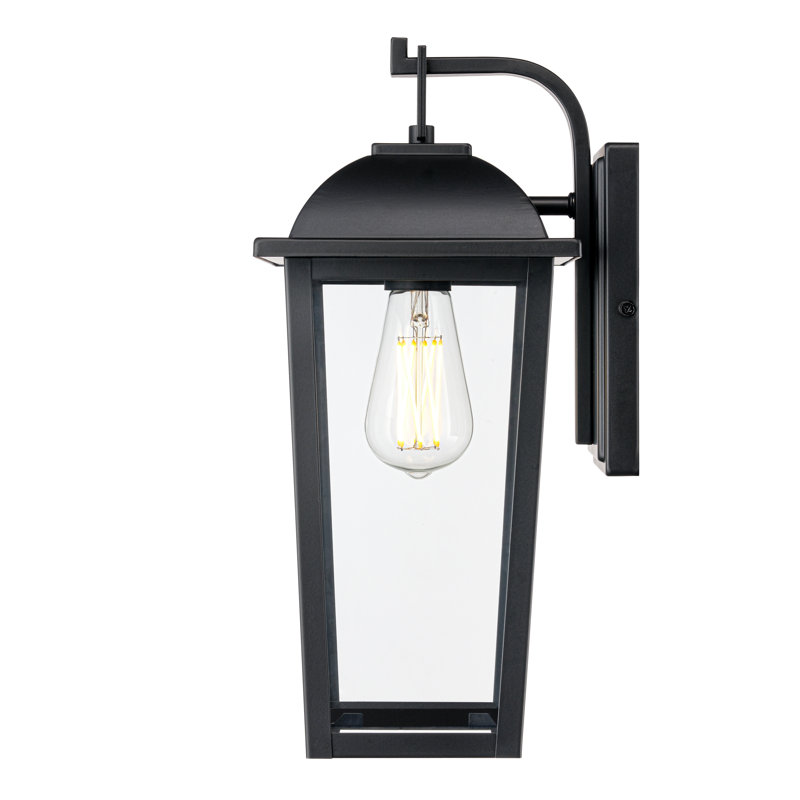Lanterne murale d'extérieur 1 lumière de 17 po Houston - Noir thermolaqué