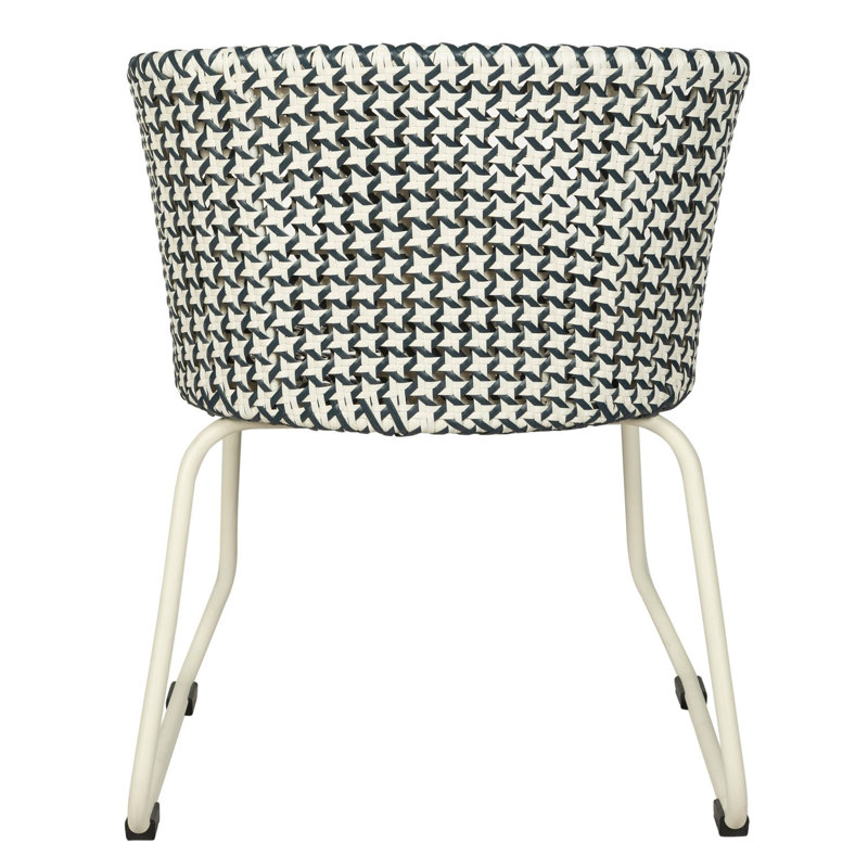 Fauteuil d'extérieur en rotin tissé Luna, Bleu / siège blanc / structure blanche